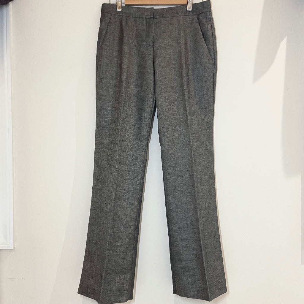 Theory Front Slim Wool Blend Lightweight Slim Trousers Slit Pockets Size 8